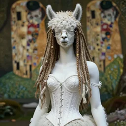 A masterpiece ultrarealistic ultradetailed portrait of a Incredibly beautiful llama with dreadlocks IN INCREDIBLE GLASSES. baroque renaissance. in the forest. White corset. medium shot, intricate, elegant, highly detailed. trending on artstation, digital art, by Stanley Artgerm Lau, WLOP, Rossdraws, James Jean, Andrei Riabovitchev, Marc Simonetti, Yoshitaka Amano. background by James Jean and Gustav Klimt, light by Julie Bell, 4k, porcelain skin. BY ZDIZISLAW BEKSINSKI Cinematic concept art