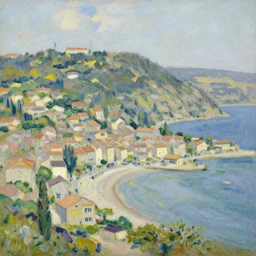 a town by the seaside, impressionist