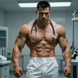 an extremely muscular doctor who