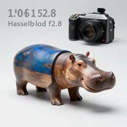 a photo of a model hippo made of repurposed elm wood composite with blue epoxy resin, zeiss 1 5 0 mm f 2. 8 hasselblad, award - winning photo