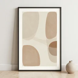 mid century boho abstract artwork, neutral colours, trending on Saatchi Art, trending on Society6, high definition,