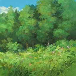 forest lanscape panorama by makoto shinkai in pixar style backdrop gouache anime
