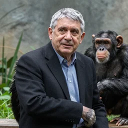 Anthony Fauci in a zoo with chimps