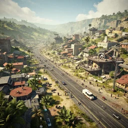 inca lost city with lots of people, octane render, roads and platforms