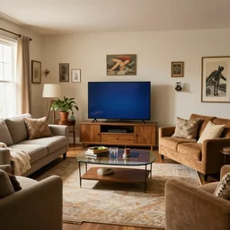 the jetson's living room view, photorealistic,