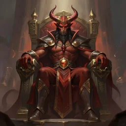 Illustration Lord from hell on the throne, league of legends wallpapers, piotr jablonski, greg rutkowski