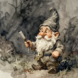 muted color!! watercolor of a gnome painterly, granular dripping running. very muted colors. ) ) by jean - baptiste monge!!