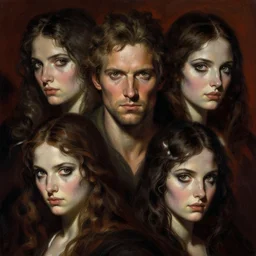 azure dusk poison is the cure lie covenant eerie intercession, in the style of Frank Frazetta, Jeff Easley, Caravaggio, extremely clear faces coherent, clear lines, 8K revolution
