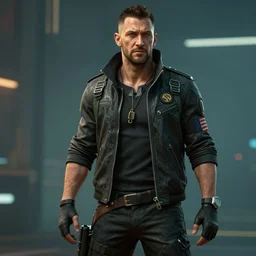 Tom Hardy as in Cyber Punk 2077, highly detailed digital art , trending on artstation, high quality, highly detailed