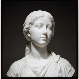 analog photograph portrait of a marble statue of an attractive asian woman, heavy film grain, 8k, sheen, gloss, greyscale, white background, high contrast