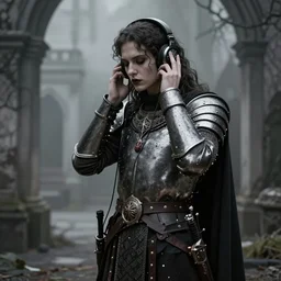 gothic artstyle visigoth warrior, listening to goth music