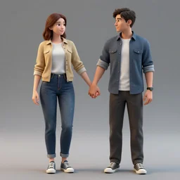 highly detailed full body unreal engine 5 render of a woman and a man holding hands