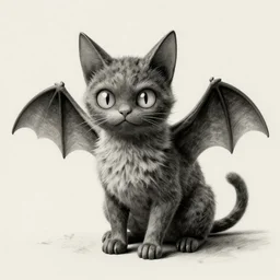 cat - bat hybrid, by weta, visual novel, graphite