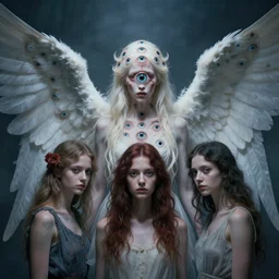 a angel made of one thousand eyes, realistic horror fantasy art by greg rutkowski and magali villanueve and monet, concept art, smooth, cinematic lighting, 8 k resolution
