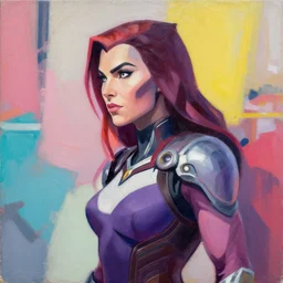 greg manchess portrait painting of gamora as overwatch character, medium shot, asymmetrical, profile picture, organic painting, sunny day, matte painting, bold shapes, hard edges, street art, trending on artstation, by huang guangjian and gil elvgren and sachin teng
