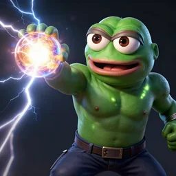 portrait of strong pepe shoot lightning ball, concept art, trending on artstation, highly detailed, intricate, sharp focus, digital art, 8 k