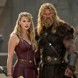 a film still of conan the barbarian remake 2023 staring taylor swift as conan 4k