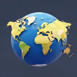low poly image of the world, octane render, isometric view