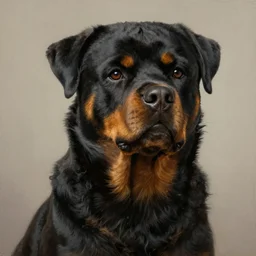 portrait of noble rottweiler. painting by jeremy mann, intricately detailed, artstation