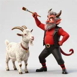 bob ross beating the devil out of a goat with a paint brush, trending on artstation, digital art, highly detailed, smooth