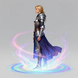 side profile concept art by christophe vacher of imogen poots as a paladin, gloomhaven, luminescent, colorful swirly magic ripples, pastel colors, by lawren harris, thomas blackshear, eve ventrue, sherree, ilya kuvshinov, magali villeneuve, jeremy lipkin, rob rey, artgerm