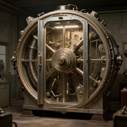 retro vault concept art, 8 k photorealistic, hd, high details, trending on artstation