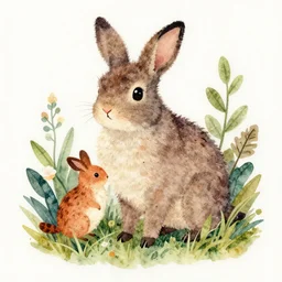 decorative tuft of fauna, water color, beatrix potter