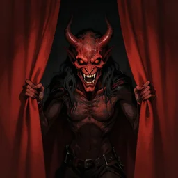 a demon behind the curtains, artstation