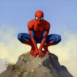 spiderman stay on mountain, marvel, artwork by nicholas roerich,