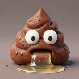 photograph of a poop monster eating urine