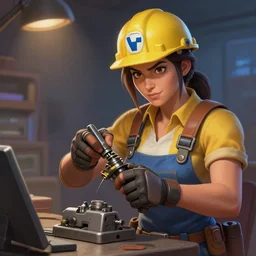 beautiful digital painting of engineer from team fortress 2 by valve as a woman fixing a sentry, 4 k, 8 k, hd, high resolution, highly detailed, intricate detail, ultra realistic faces, digital art, trending on artstation, team fortress 2