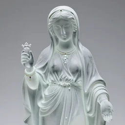 a frosted glass statue of madonna, hdr high detail sharp focus, award winning foto