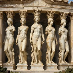 5 0 giant women body sculptures shaping as colums and sculptures a surrealistic building at the kingdom of julius caesar, roman historic works, hyper - detailed, artstation trending, world renowned artists, historic artworks society, antique renewel, good contrast,, cgsociety, deviantart, by gustave dore, 2 4 mm lens, photorealist, national geographic