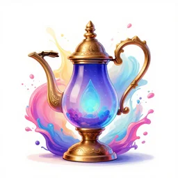 aladdin lamp abu genie splash art graphic design color splash high contrasting art, fantasy, highly detailed, art by greg rutkowski