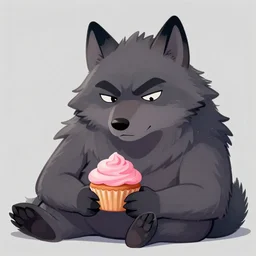 cute handsome cuddly burly surly relaxed calm timid werewolf from van helsing holding a cute cupcake with pink frosting in a candy shop sweet unreal engine hyperreallistic render 8k character concept art masterpiece screenshot from the video game the Elder Scrolls V: Skyrim