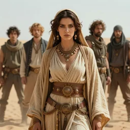 a beautiful exotic female fremen on dune, by edgar maxence artgerm ross tran and michael whelan and gustav klimpt