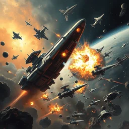 painting of an epic space battle, military sci fi cover, concept art by john singer sargent, greg rutkowski, adrian smith, trending on artstation,