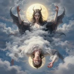 symmetry!! heaven meets hell, evil, malicious, serene, peace, very detailed, perfect composition, perfect lighting, 4 k, jacques - laurent agasse, tim white, artgerm