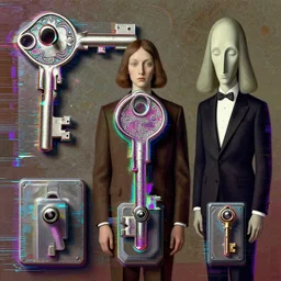 psychedelicthe key to glitch switches, art by jean delville and rene magritte