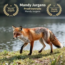 A giant fox walking over a lake by Mandy Jurgens
