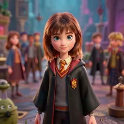 wtf with that harry potter girl, colorful, contrast, depth of field, 3 d scene, render, greg rutkowski, zabrocki, karlkka, jayison devadas, trending on artstation, 8 k, ultra wide angle, zenith view, pincushion lens effect