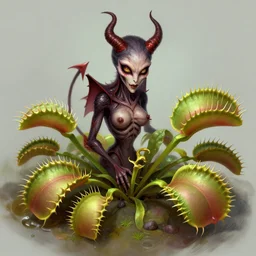the venus flytrap of satan. detailed digital art by greg rutkowski, thomas kinkade and keith parkinson, artstation, cgsociety, 8 k, hd