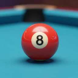 a close - up shot of an 8 ball sitting on a pool table, digital art, highly detailed, realistic, bright colors, 8 k