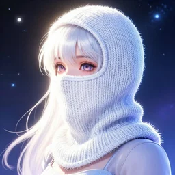 balaclava, balaclava, wide angle full body of balaclava in space as unimaginably beautiful, gorgeous, elegant, young balaclava, looking left, anime, manga, kim jung gi, irakli nadar, bright colors, starts shining, intricate linework, white fur, unreal engine 5 highly rendered, global illumination, radiant light, detailed