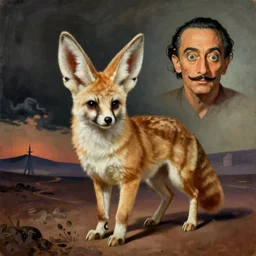 surrealistic painting that includes a fennec by dali