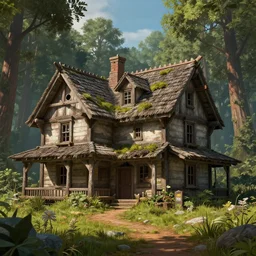 old house in the woods, highly detailed, digital art, sharp focus, raytracing, trending on art station, warhammer fantasy setting,