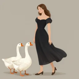 girl with geese, elegant, artstation, art by helen bouchard