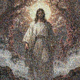 anime style jesus standing between heaven and hell looking badass, highly detailed, mega details,