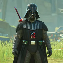 a screencap of the legend of zelda breath of the wild, of darth vader in breath of the wild