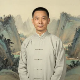 a portrait of a character in a scenic environment by liang ma